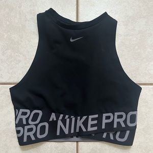 Nike Pro Criss Cross Band Logo Crop Top, Black